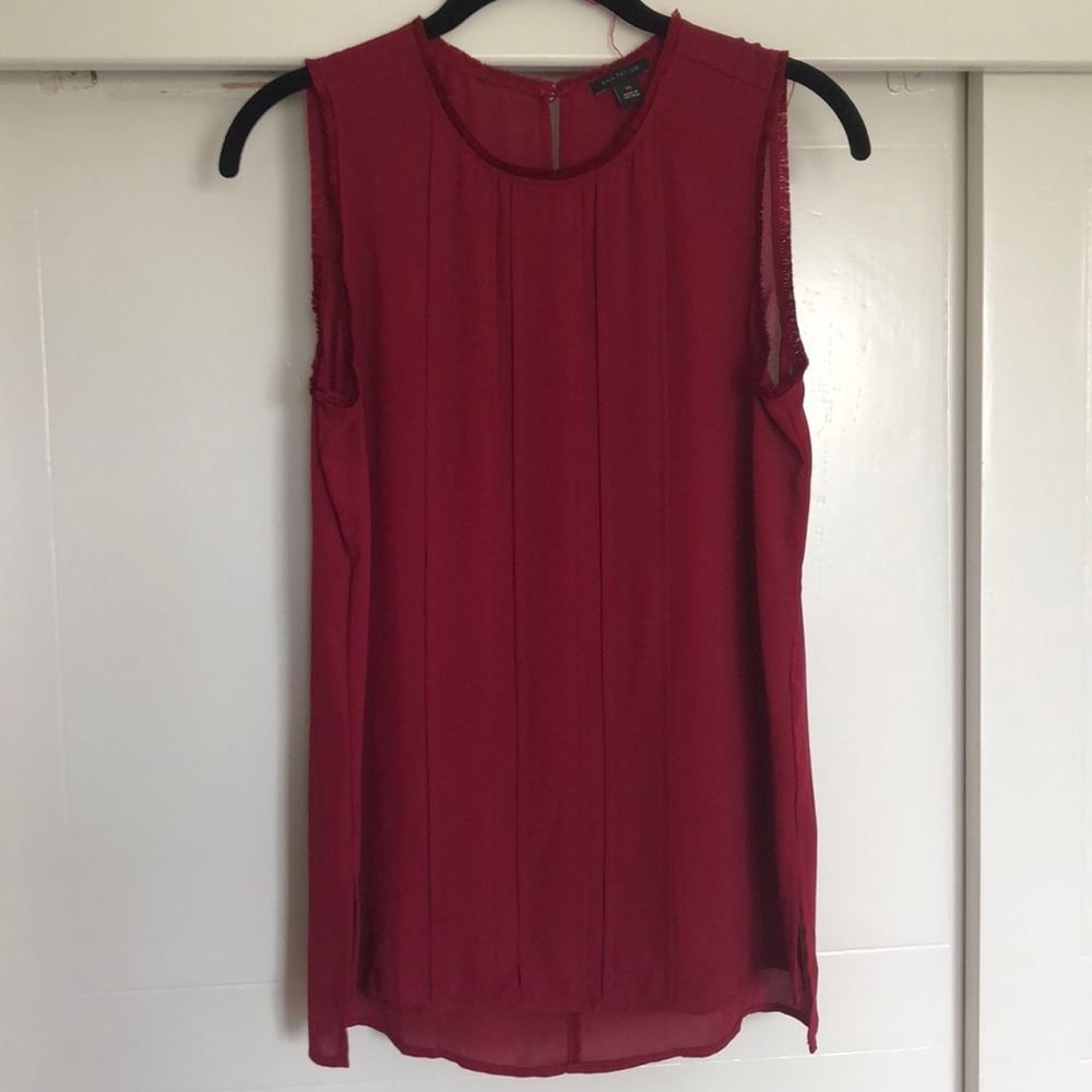 Ann Taylor Burgundy Tan Top - XS